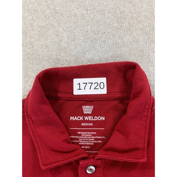 Mack Weldon Aeroknit Short Sleeve Polo Shirt (Men's Medium) Blood Red - Picture 4 of 9